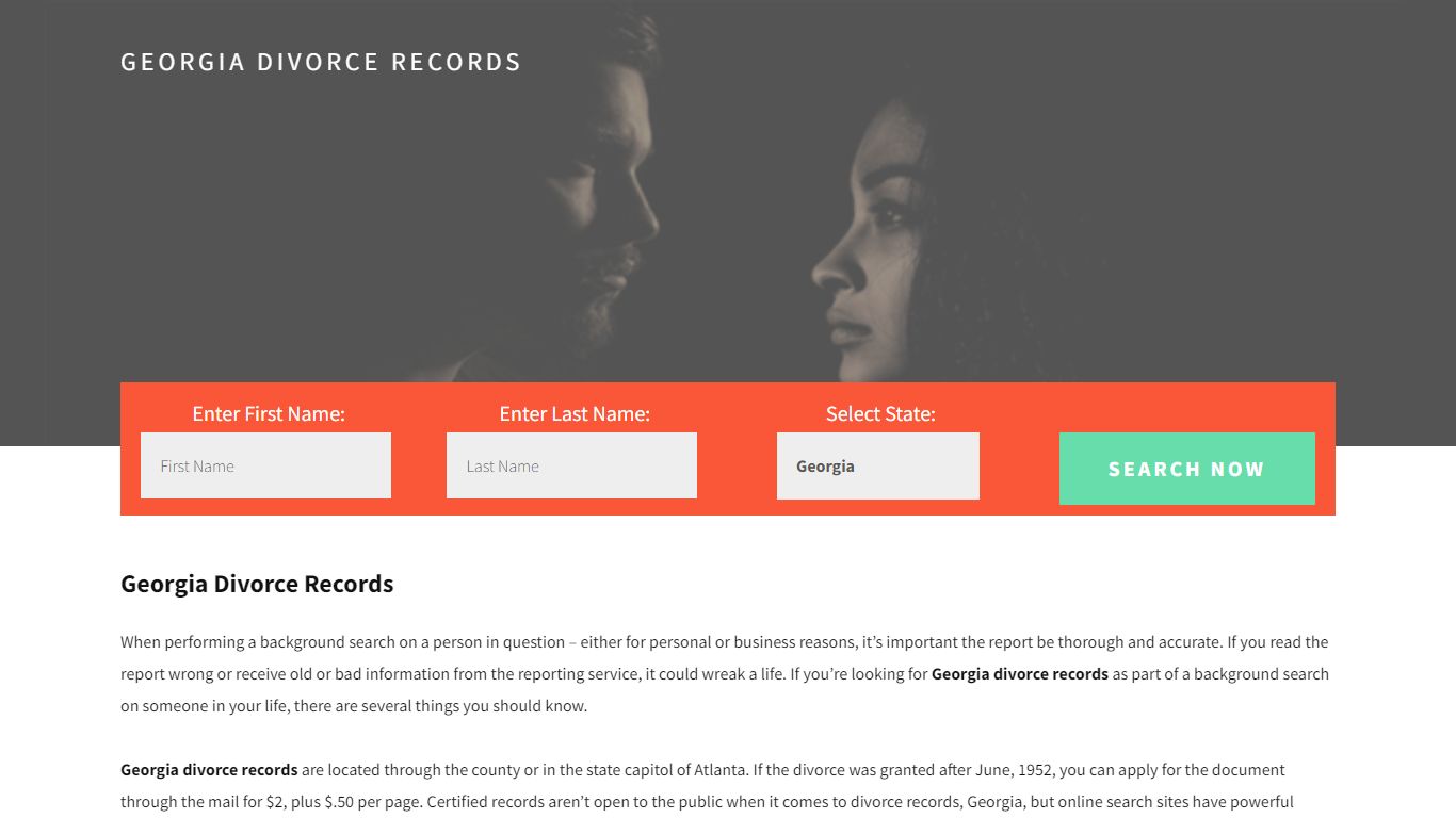 Georgia Divorce Records | Enter Name & Search -14 Days Free